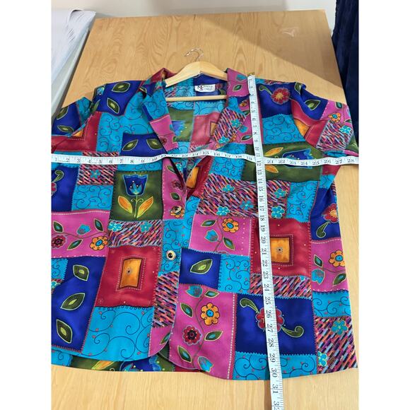 VTG Multicolor Mixed Print Oversized Blazer 80s Art to Wear Plus Size 2/3X - Picture 7 of 7